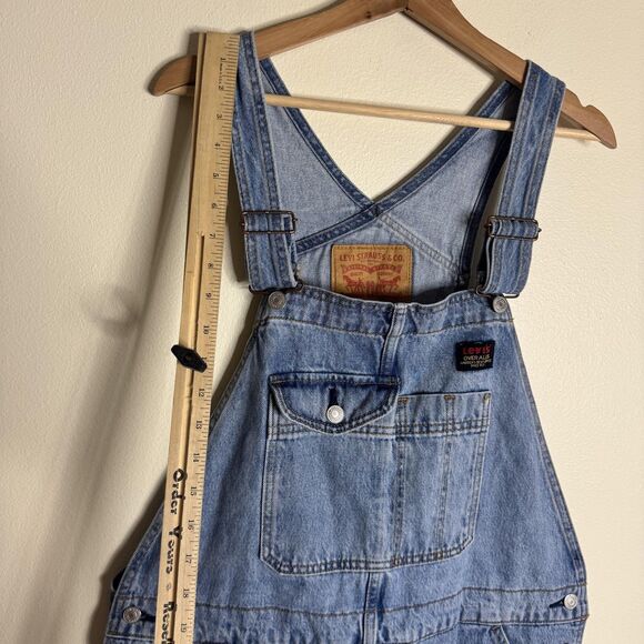 Levi's Overalls Mens Large Blue Denim Bib Shortalls Carpenter Utility Work - Picture 9 of 16
